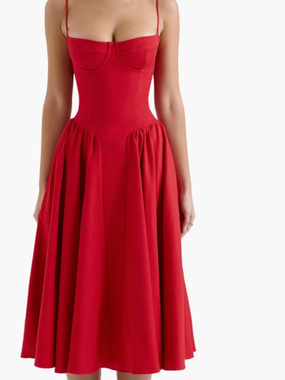 House of CB Samaria Fit & Flare Midi Cocktail Dress- Red